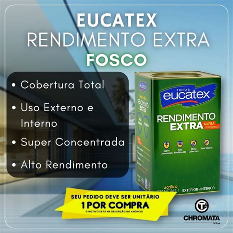 Tinta Eucatex Rendimento Extra Fosco Branco E Colorido L Ou L