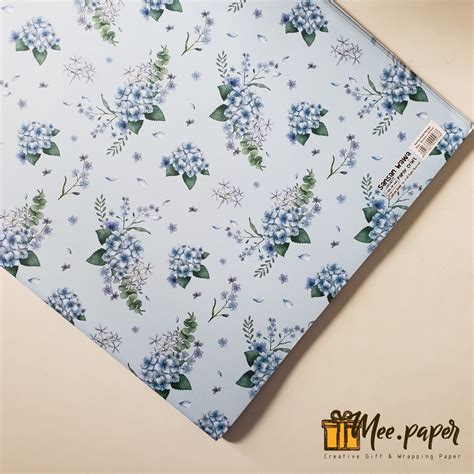 Jual Kertas Kado Sansan Wawa Motif Flower Ocean Blue Bungkus