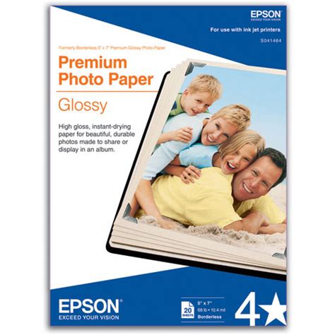 Epson Premium Photo Paper Glossy (5 x 7", 20 Sheets) S041464 B&H