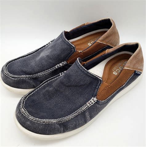 Crocs Mens Triple Comfort Canvas Loafers Size Blue Gem