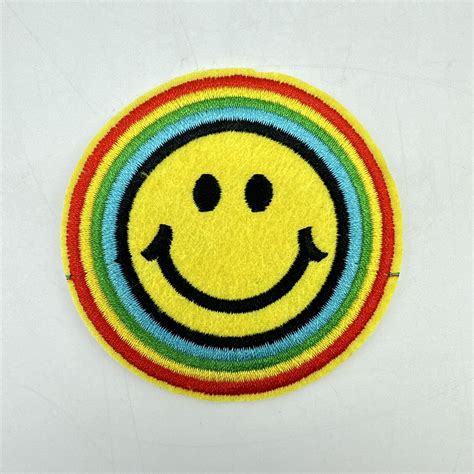 Rainbow Smiley Face Embroidered Iron On Sew On Patch EBay