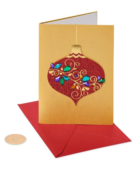 Red Glitter Holiday Ornament Christmas Cards Boxed Count Papyrus