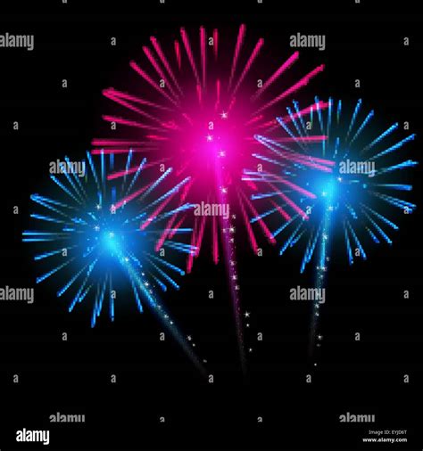 Vector Illustration Of Fireworks Salute On A Dark Background Stock