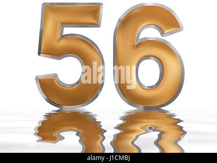 Numeral Fifty Six Reflected On The Water Surface Isolated On