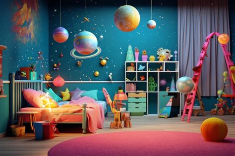 Premium Ai Image Modern Child Bedroom Interior Design In House With