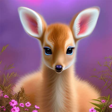 Whimsical Detailed Fantasy Fluffy Tiny Cute Adorable Baby Fawn