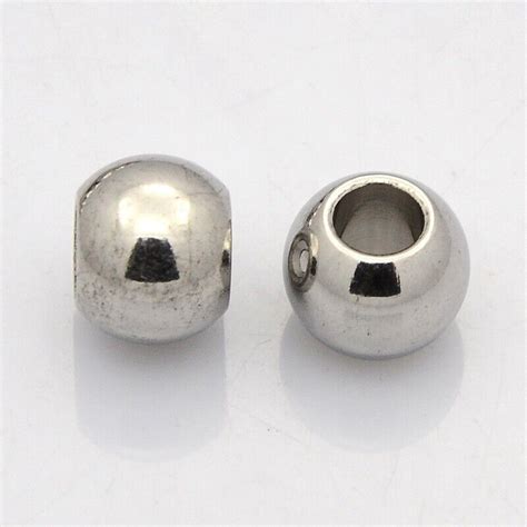 20 Pcs Rondelle 304 Stainless Steel Large Hole European Beads 10x8mm Hole 5mm Ebay