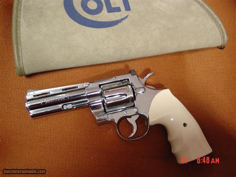 Colt Python4357refinished Nickelcustom Exotic Wood Grips And Bonded Ivory1971with Colt