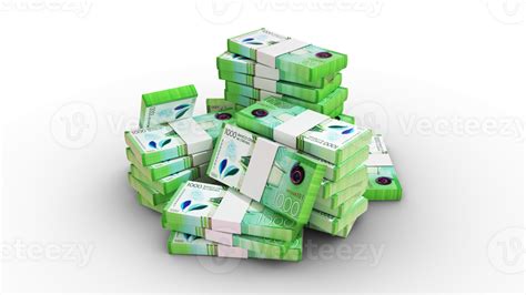 Stacks Of 1000 Nicaraguan Cordoba Notes Money On Transparent