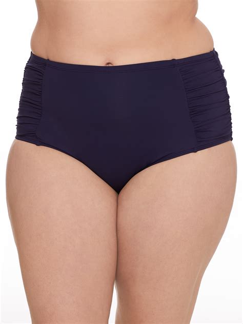 Anne Cole Women S Plus Shirred High Waist Tummy Control Bikini Bottoms