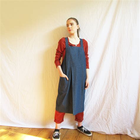 Denim Potters Split Leg Apron With Asymmetric Bib Crossback Etsy