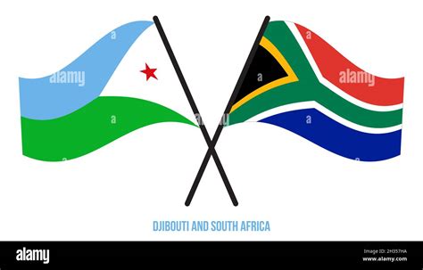 Djibouti And South Africa Flags Crossed And Waving Flat Style Official