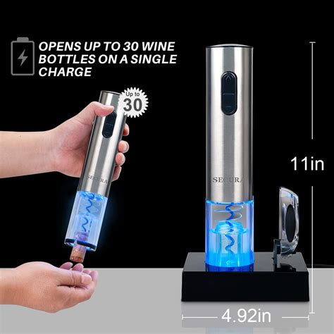 Secura Electric Wine Opener Automatic Electric Wine Bottle Corkscrew Opener With Foil Cutter