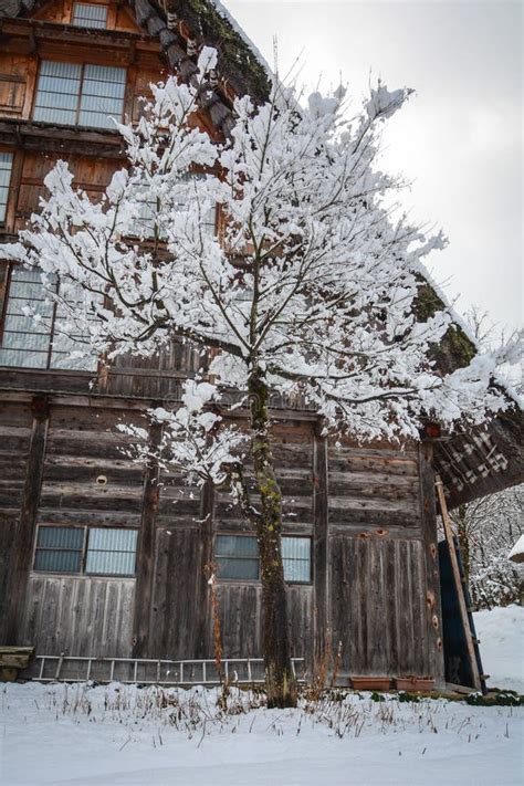 Shirakawa-go Village at Winter in Gifu, Japan Stock Photo - Image of ...