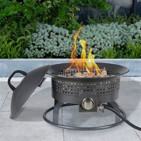 Master Forge 185 In W 54000 Btu Gunmetal Portable Steel Round Propane Gas Fire Pit In The Gas