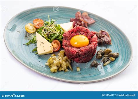 Raw Ground Beef With Egg German Cuisine Dish Stock Photo Image Of