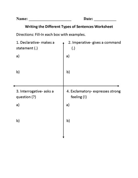 Four Types Of Sentences Worksheet Ame My Id