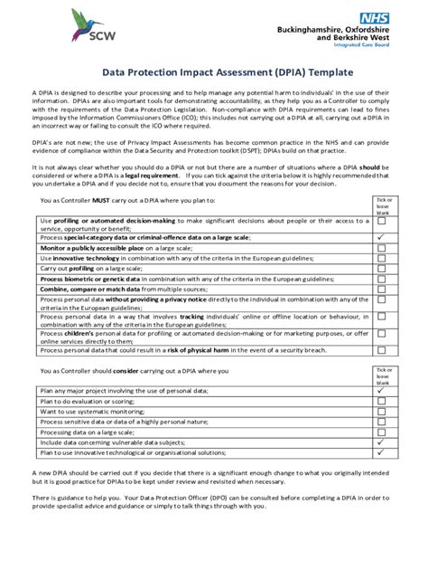 Fillable Online Data Protection Impact Assessment DPIA Template BOB