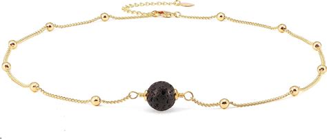 Amazon Lava Stone Pendant Necklace K Gold Satellite Chain Choker