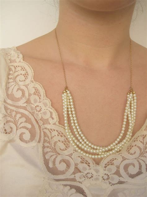 Layered Pearl Necklace For Bridesmaids Pearl Necklace Layered Pearl