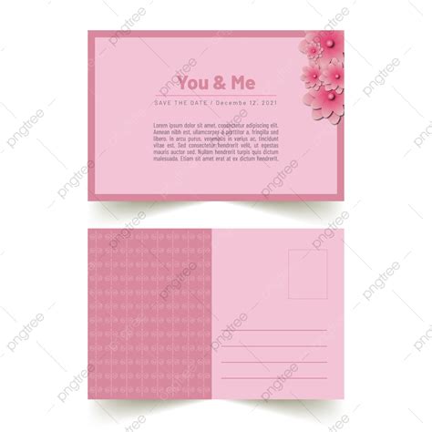 Pink And Flower Illustration Wedding Greeting Card Template Download On