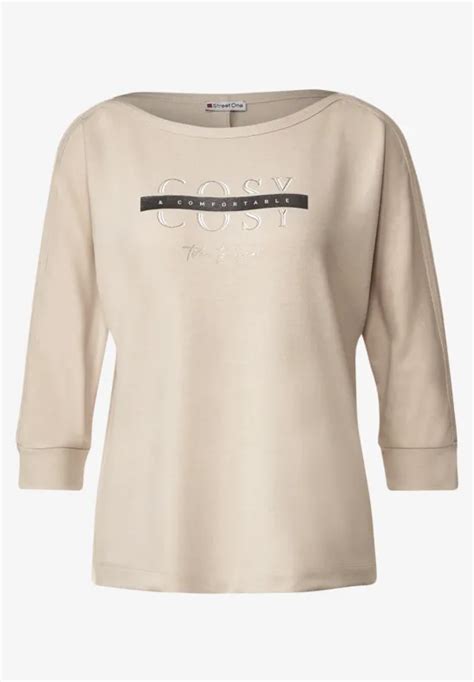 STREET ONE Shirt mit Schimmer Wording für Damen in Beige STREET ONE