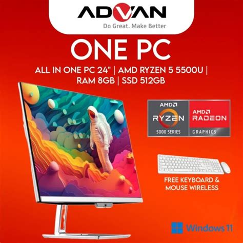 Jual Aio Pc All In One Advan One Pc Ryzen 5 Ram 8 Ssd 512gb Garansi