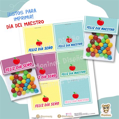 Kit Imprimible Día Del Maestro Maestra Seño Manzana Tags etiquet