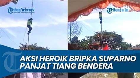 Viral Aksi Heroik Bripka Suparno Panjat Tiang Bendera Saat Pengibaran