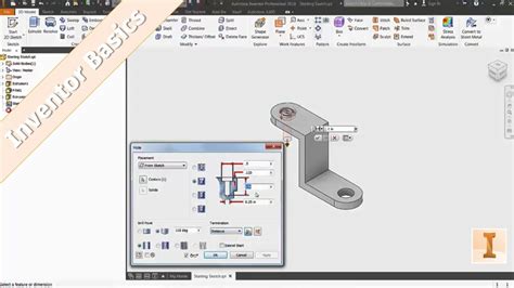 Inventor 101 Cut Extrude Fillet And Hole Commands YouTube