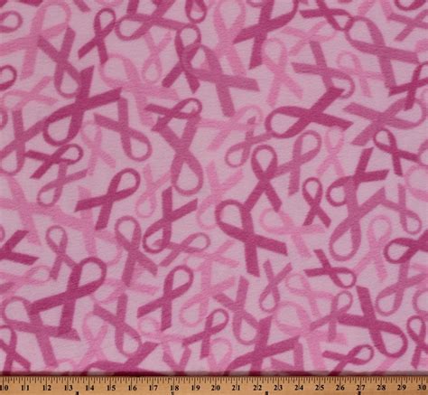 Dancing Ribbons Breast Cancer Awareness Pink Fleece Fabric Print By The