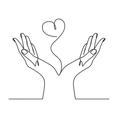 Premium Vector Continuous Line Drawing Of Hands Holding Heart Love