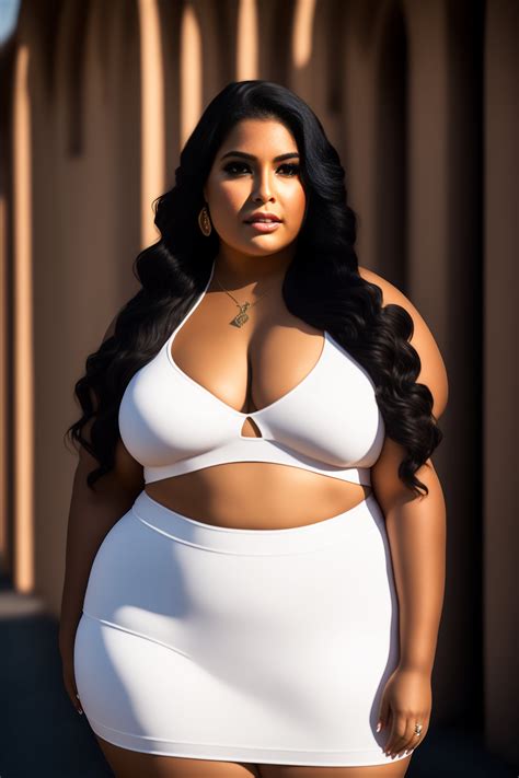 Lexica - Plus-sized Latina model, makeup, eyeliner, wide hips, pretty