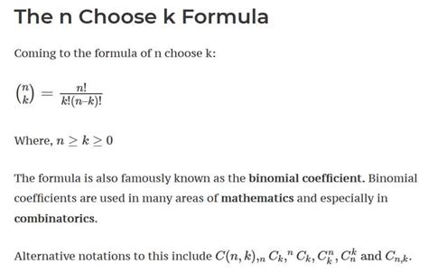 N Choose K Formula ⭐️⭐️⭐️⭐️⭐️