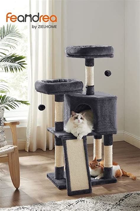 Feandrea Cat Tower Cat Tree For Indoor Cats 45 3 Inch Cat Condo With