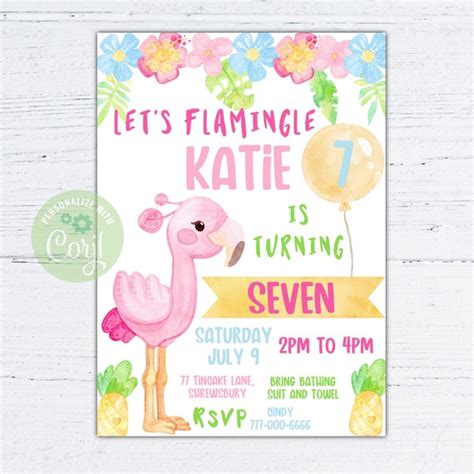 Flamingo Birthday Invitation Let S Flamingle Birthday Invite Editable