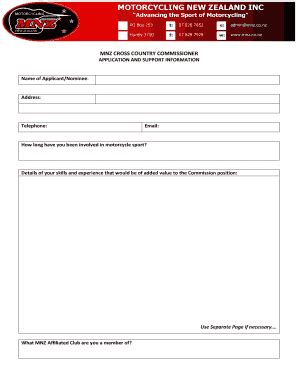 Fillable Online Cross Country Commissioner Application For