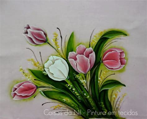 Coisas Da Nil Pintura Em Tecido Tulipas Rosadas