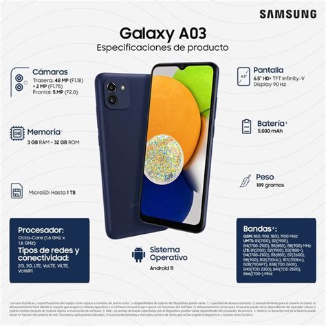 Smartphone Samsung Galaxy A03 32 Gb Azul Telcel Walmart