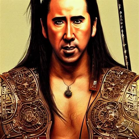 Portrait Of A Asian Samurai Nicolas Cage Onna Musha Stable Diffusion