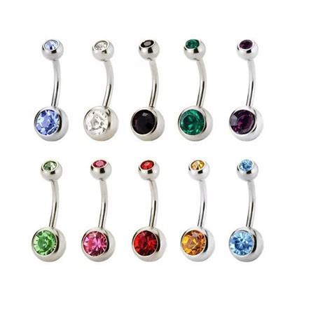 Buy Shuangr Double Round Crystal Silver Color Navel Bar Body Jewelry Belly