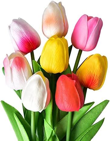 Amazon PLOOLP 10Pcs Artificial Tulip Flowers Real Touch Fake Tulip