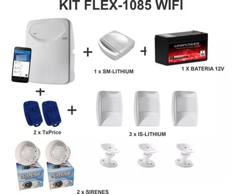 Kit Central De Alarme Flex Wifi Teclado Tx Sm Infra Parcelamento