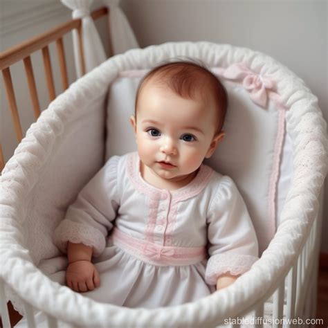 Cute Baby in Cradle with Adorable Dress in Bedroom | Stable Diffusion ...