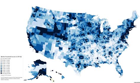 Median Household Income By Us County Visual Ly Median Household Income Infographic Map