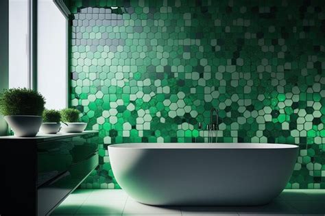 Premium AI Image | Bathroom tiles with green mosaic gradations