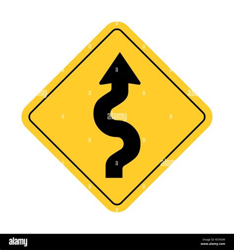 Illustration Of Traffic Sign Indicating A Winding Road Stock Vector