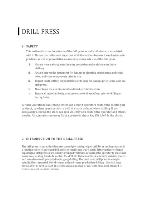 Drill Press Manual | PDF | Drill | Drilling