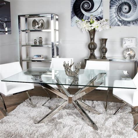 Debonaire Glass And Chrome Dining Table Picture Perfect Home