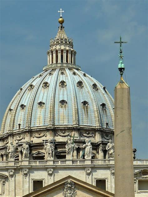 The Dome Of St Peter S Basilica And The Obelisk Vatican Rome Stock